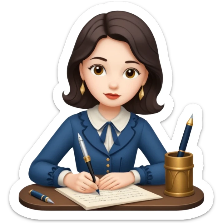 a girl is Writing in a Paper in a vintage outfit sticker