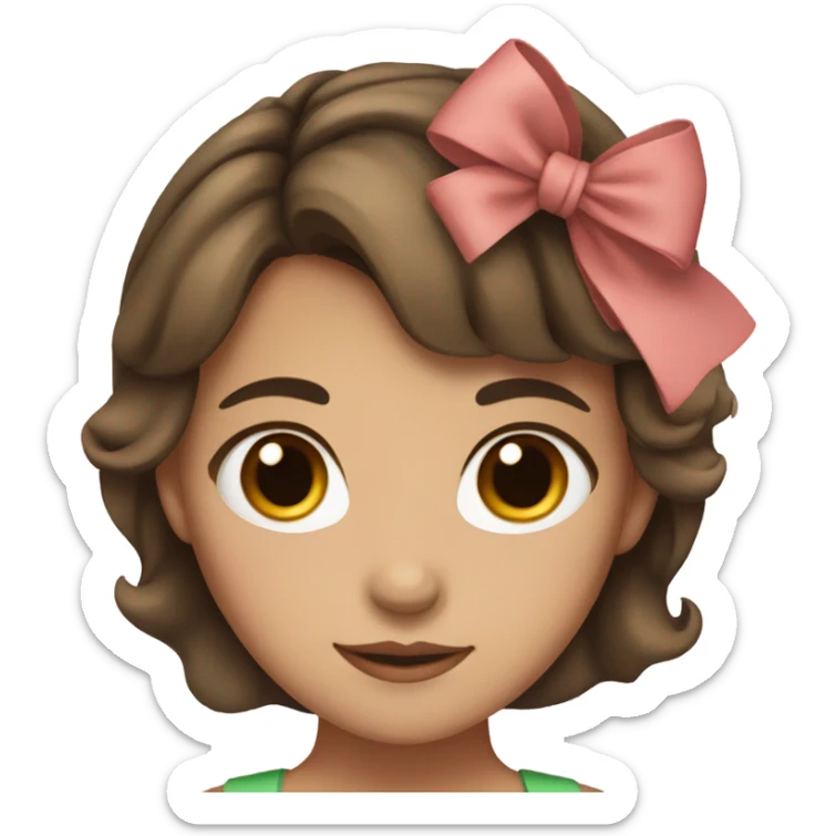 girl with brown hair brown eyes and bow in hair sticker