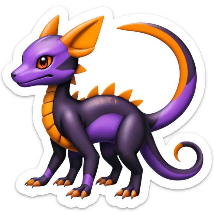 Cute Shiny Guilmon-Salandit-Umbreon-Fakémon-hybrid-creature (full body)  sticker