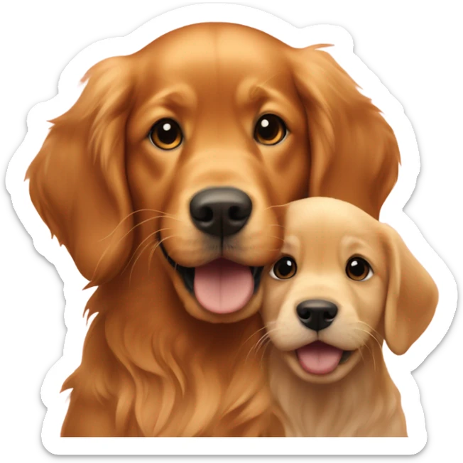 Red golden retriever and red golden retriever puppy playing  sticker