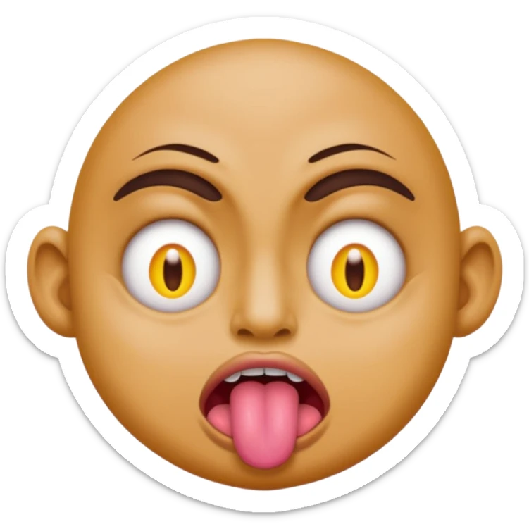 ugly pleading with eyes yellow emoticon🥺👀 emoji with tongue out sticker