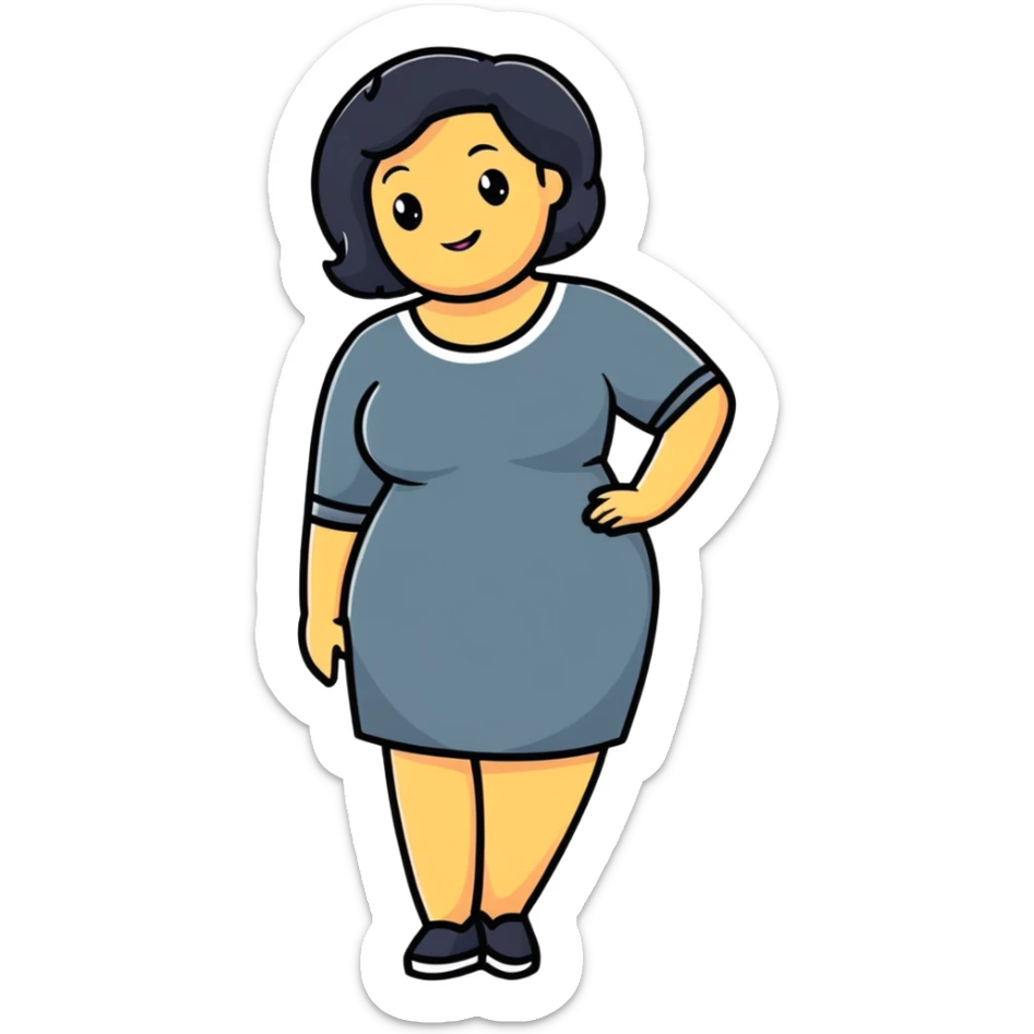 playful and friendly cartoon sticker of a confident, curvy woman sticker