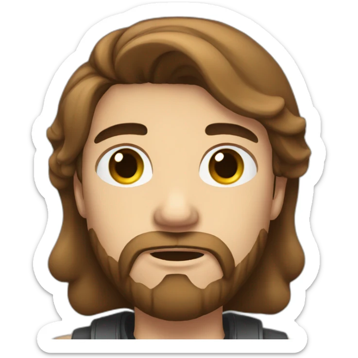Young man with brown hair and beard, black plugs in the lobe, Tired face expression sticker