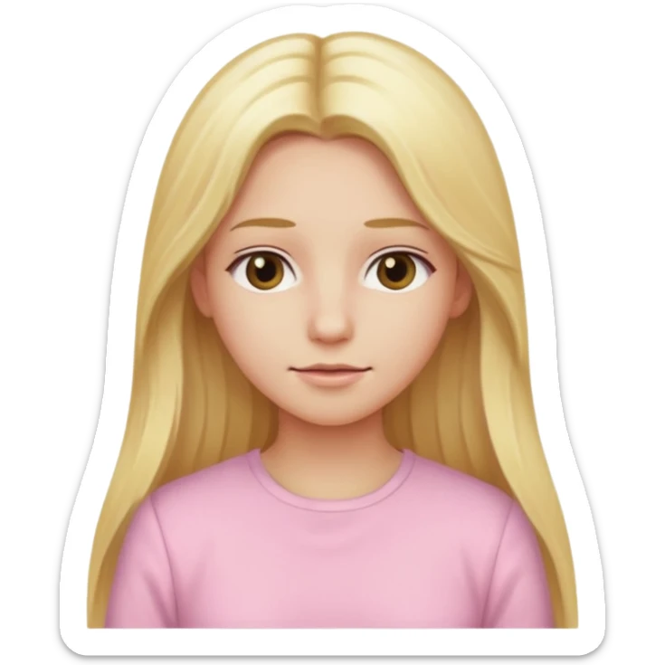 close up back view of long blonde hair and light pink clothes sticker