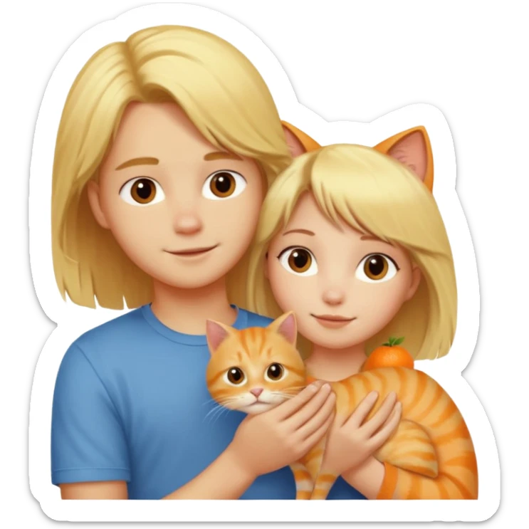 blond-hair-girl-and-blond-hair-man-and-orange-cat sticker