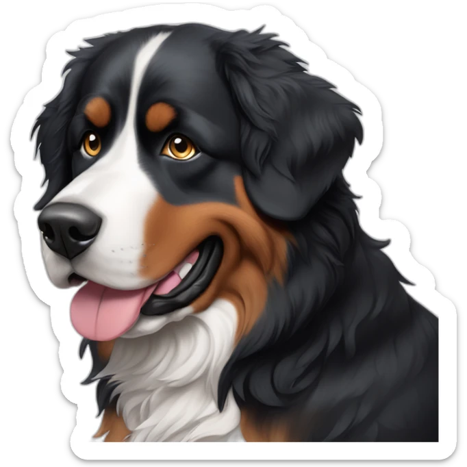 bernese mountain dog with his male blue-eyed unbearded owner sticker