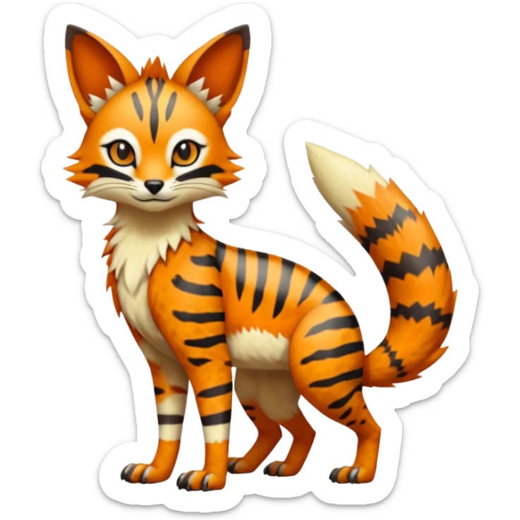 Colorful Bobcat-Sergal-Numbat-Serval-Genet-Pokémon-Digimon-Fakémon-fusion-hybrid-creature sticker