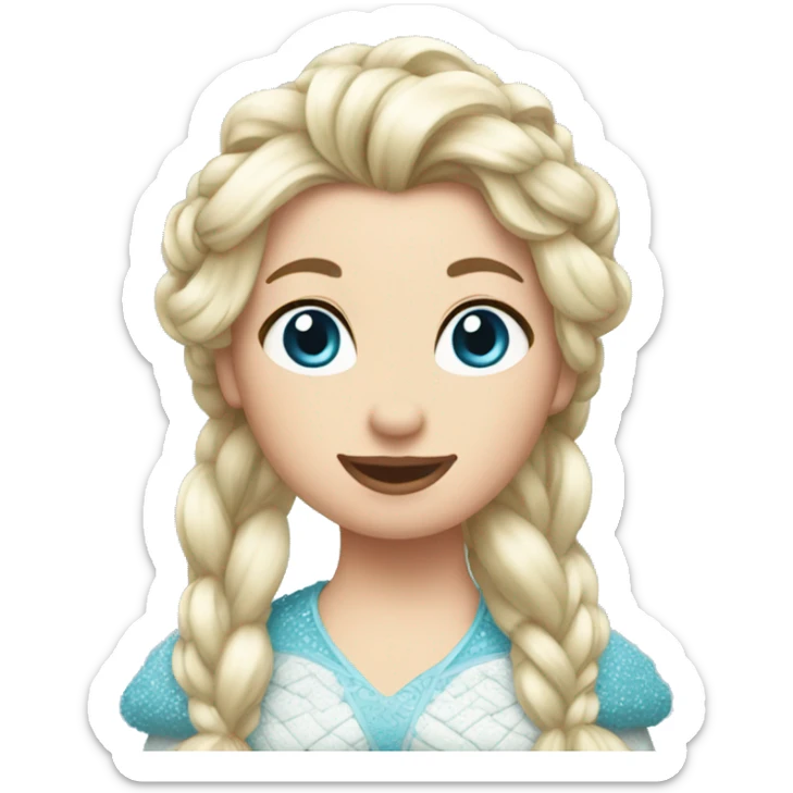 duck with hair like Elsa from frozen, white braids, blue eyes sticker