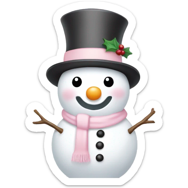 Cute white and light pink snowman sticker