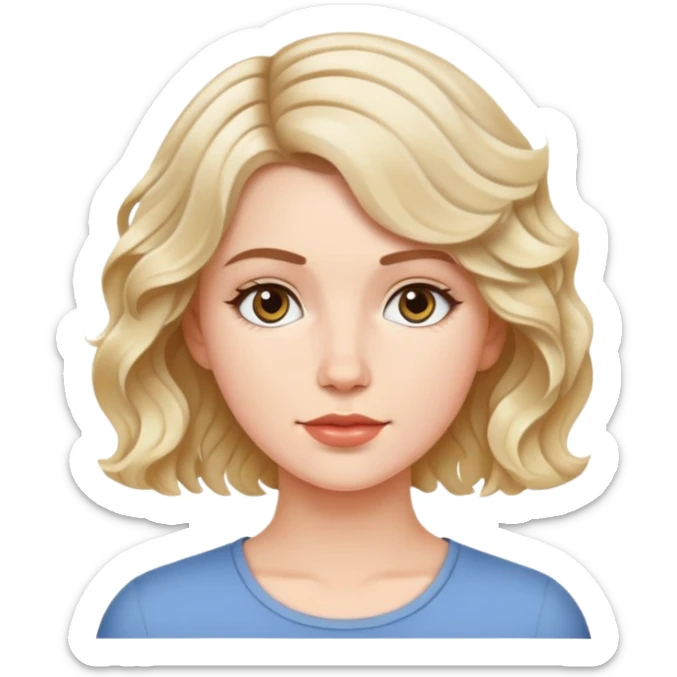 White girl with short hair with wavy sticker