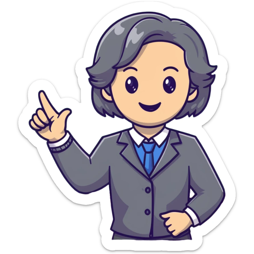 smiling English teacher with airtouch hair and grey-green eyes teaching in a classroom with chalkboard sticker