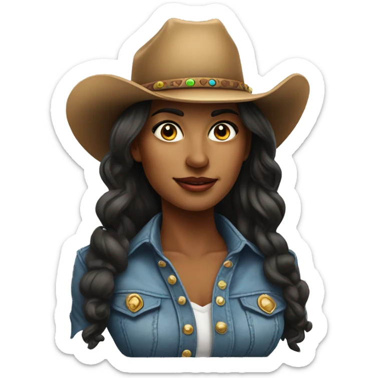 realistic portrait of very beautiful cowgirl woman  sticker