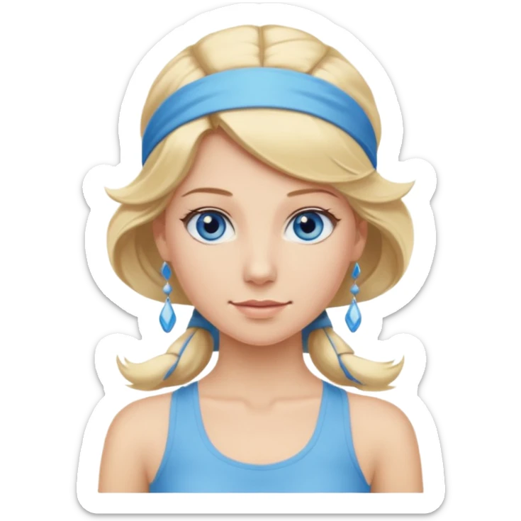  long blown out blonde hair woman blue eyes pilates princess  sticker