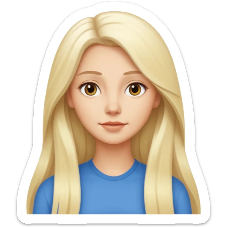 Stylized emoji portrait of a sexy long-haired white-blonde woman, confident expression, smooth skin, minimal makeup, full height  sticker