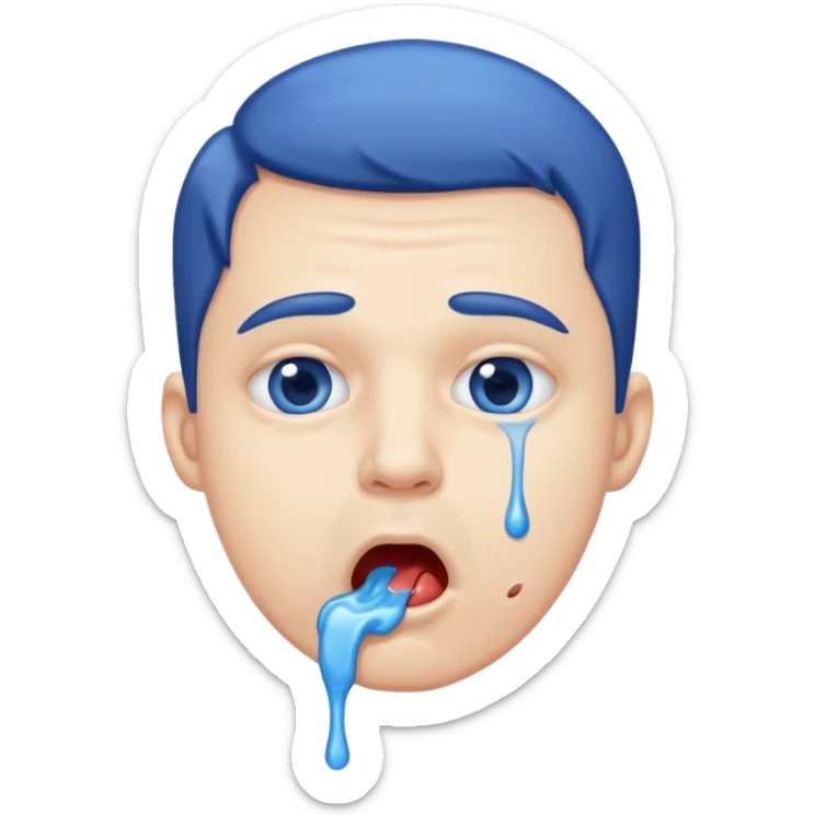 Man Hungry drooling and blue saliva dripping out of the mouth sticker