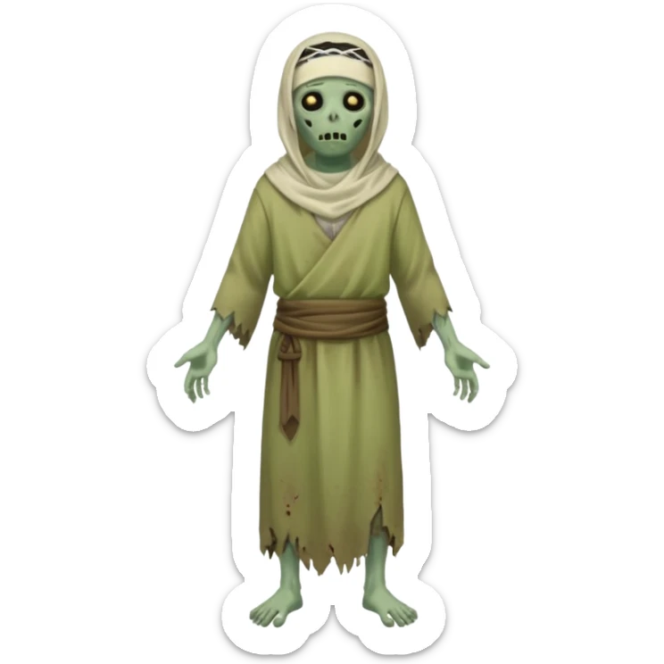 fullbody zombie leper with tattered tunic and head covering from Jesus times sticker