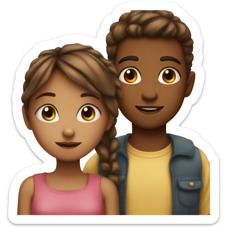Boy and girl are looking with their eyes like fell in love sticker