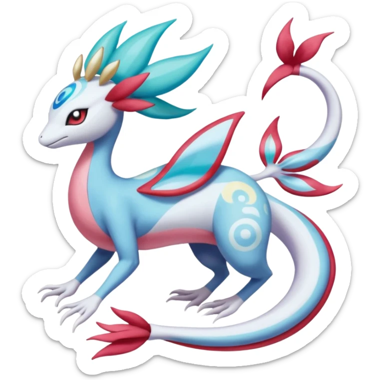 Primarina-Meloetta-Darkrai-Cresselia-Milotic-Amaura-Pokémon-Fakémon-fusion, full body sticker