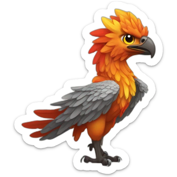 Griffon flamboyant  et inspirant, simple, épurer, son corps avec les bonnes proportions, couleurs de feu  sticker