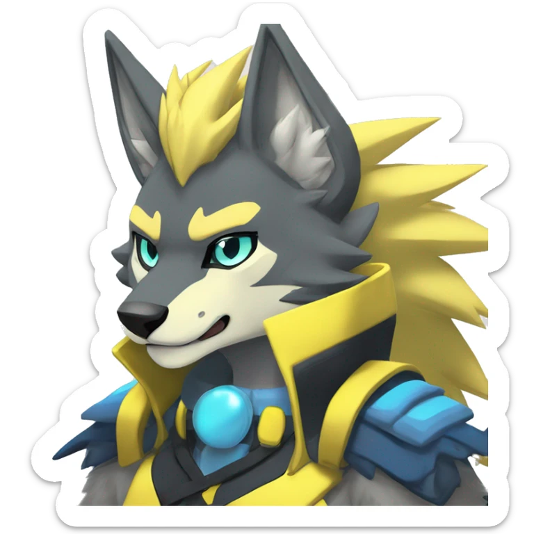 Anthro Edgy Cool Zeraora-Lombax-Werewolf-Pokémon-Fakémon Full Body Detailed High Quality sticker