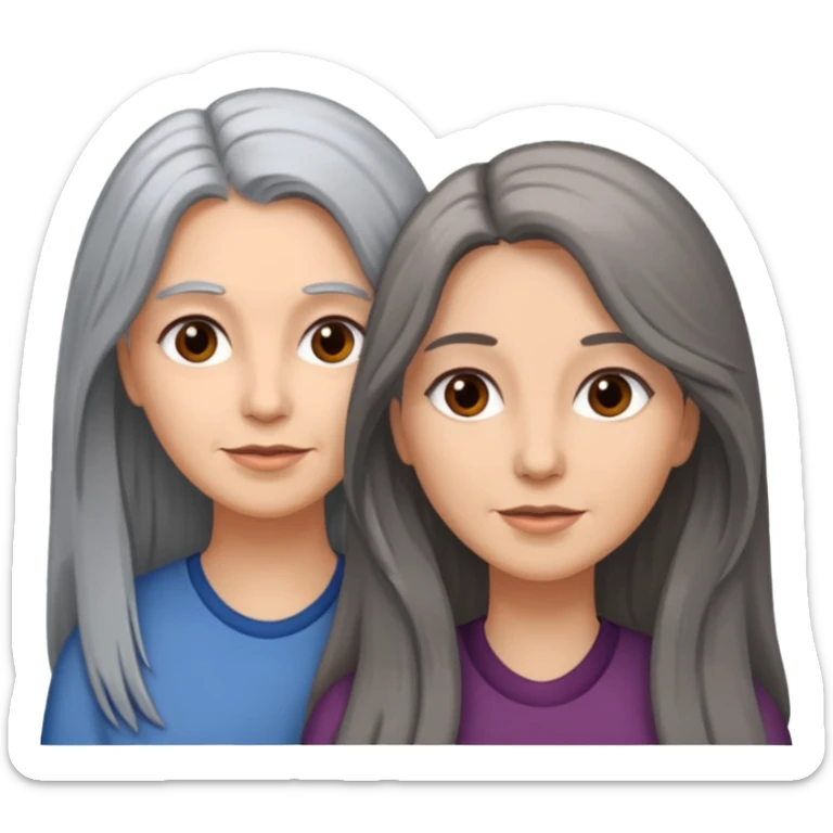 2 Frauen, die sich gerne haben, davon 1 grauhaarig, 1 braunhaarig, lange Haare sticker