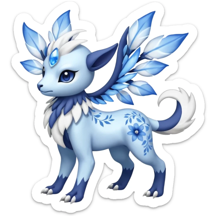 Floral Absol-Amaura-fusion-hybrid-Fakemon-animal-creature  sticker