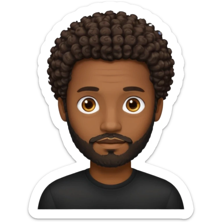 Dark brown skin man with a light beard and a curly   fade haircut with dark brown eyes sticker