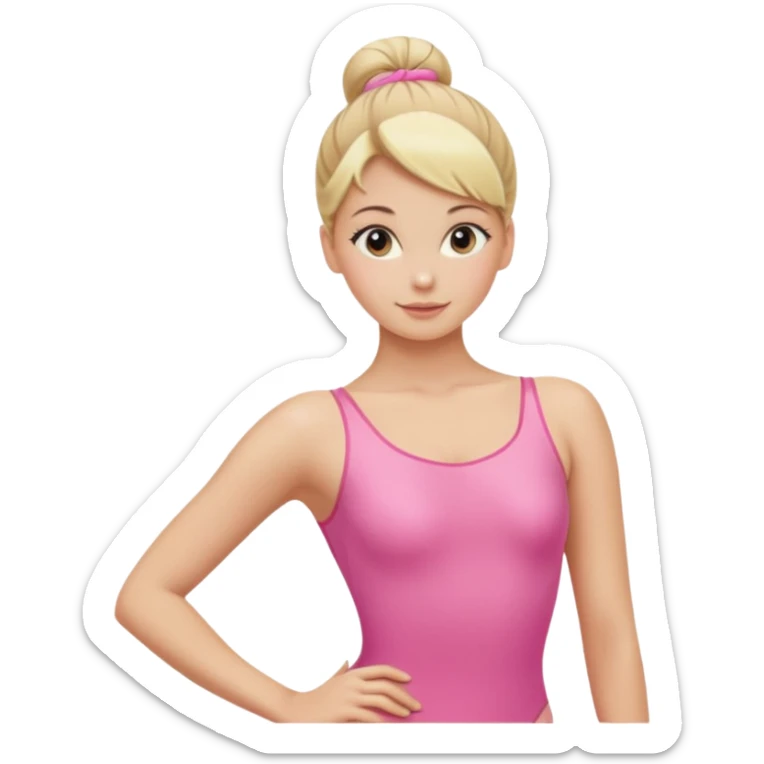 Blonde Women with Bun, Ballet Dancer – sleek blonde bun, pink leotard, graceful posture. sticker