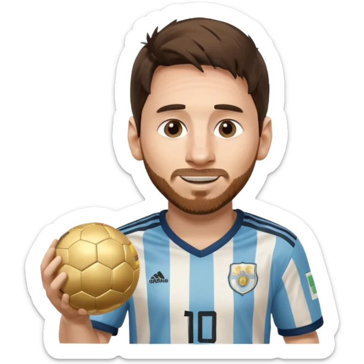 Lionel Messi winking holding a golden ball in Argentina football jersey sticker