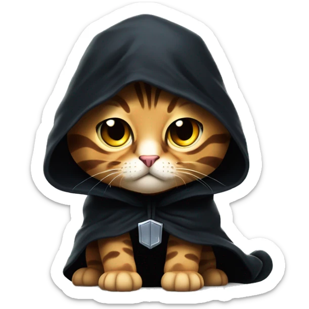 Bengal cat styled like Emperor Palpatine in the 'unlimited power' scene. a menacing expression, dark cloak, and lightning bolts coming out of its paws. intense eyes and powerful gestures sticker