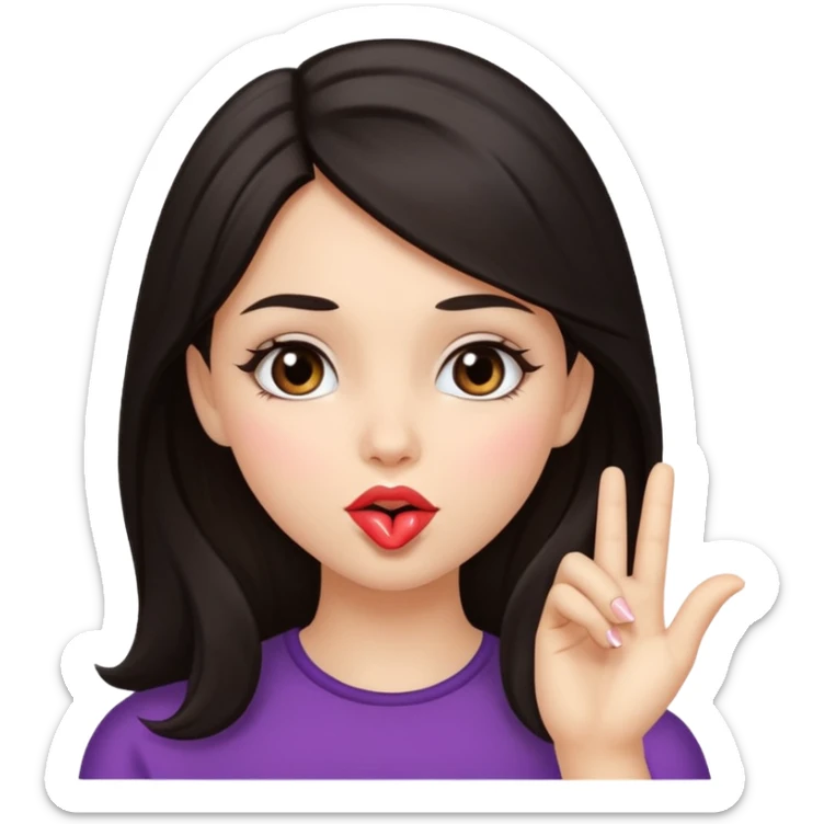 Beautiful girl with dark hair blowing a kiss  sticker