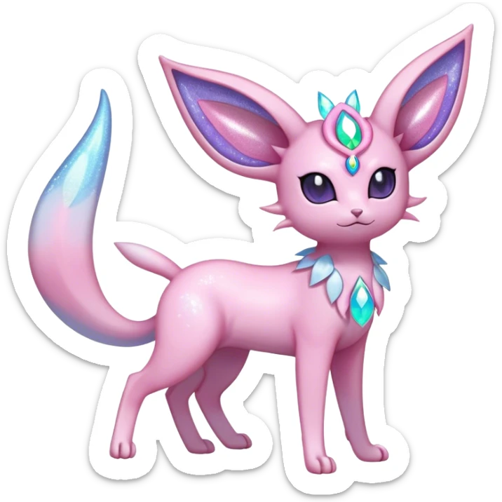 Shiny Cool Sparkly Cute Ethereal Espeon-Sylveon-Fakemon-hybrid-fusion- full body sticker