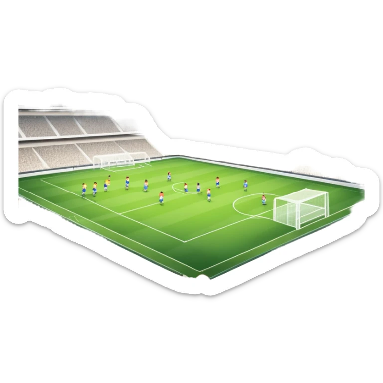 An icon showing a soccer stadium filled with close-up players in action, inspired by EA Sports FC 25. The design features players on the field, with the stadium lights shining brightly and a lively crowd in the stands. Transparent background highlights the energy and excitement of the match. sticker