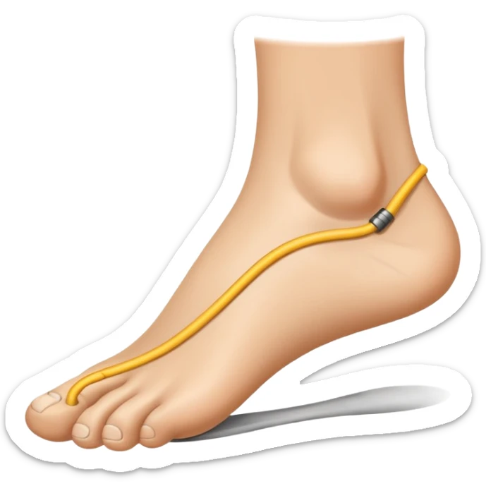 emoji of a human foot pressing on the ground, with two short curved pressure lines under the sole to show the weight and pressing effect, simple cartoon style sticker