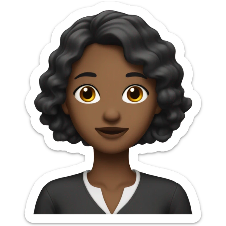 A fair girl with slightly wavy black hair, and shoulder-length clothes (black) sticker