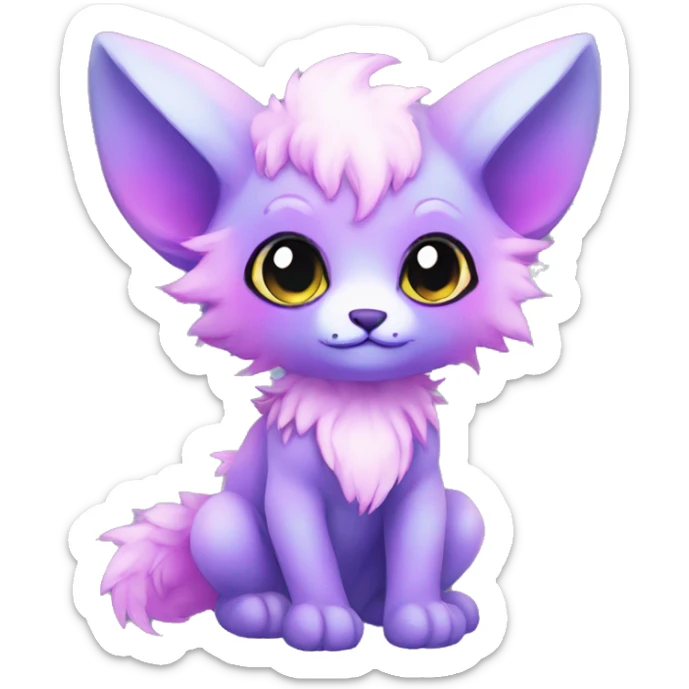Kawaii bright fantasy ethereal anthro fursona Fakemon animal creature sticker