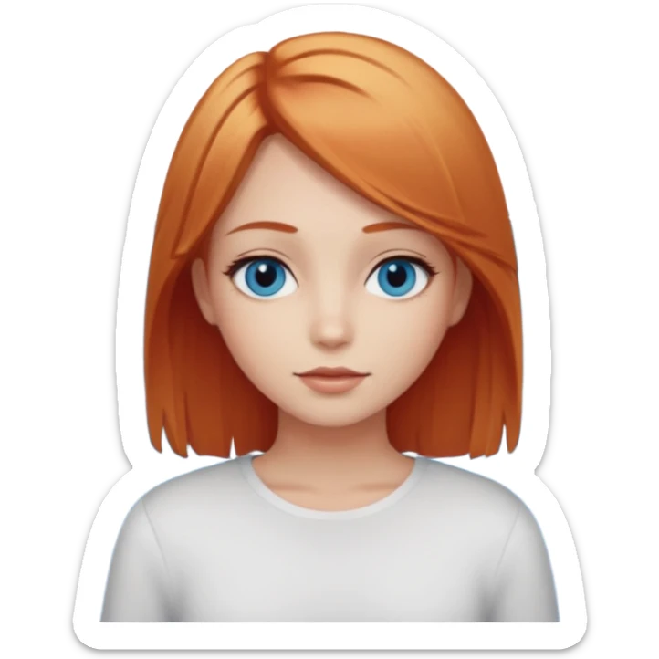 A girl with straight redhead and blonde hair they are middle long and she has ocean eyes sticker