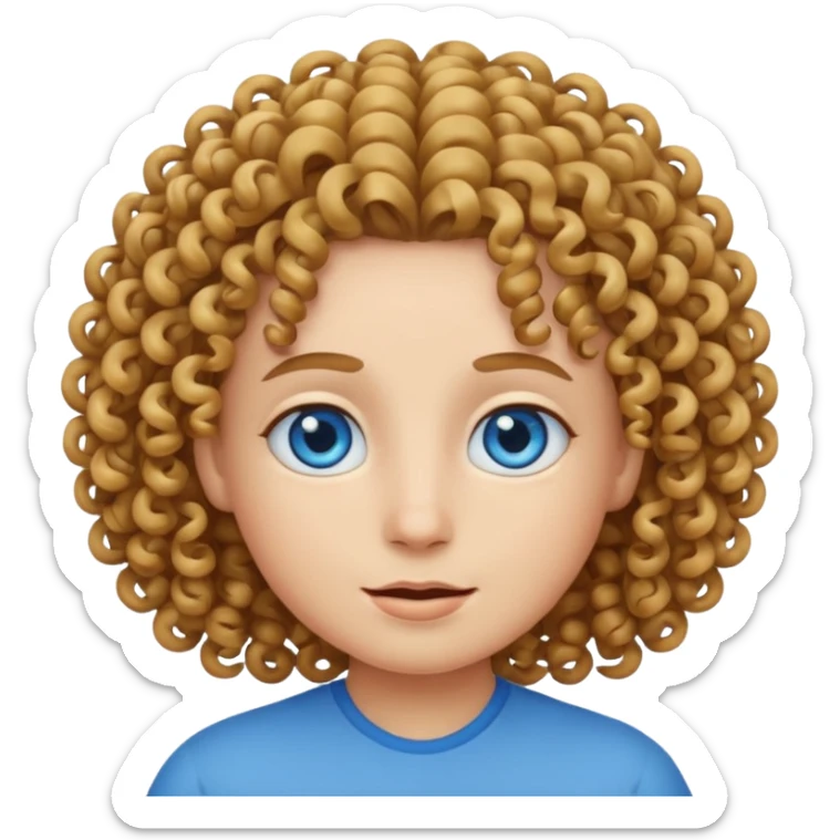 this emoji with blue eyes curly hair sticker