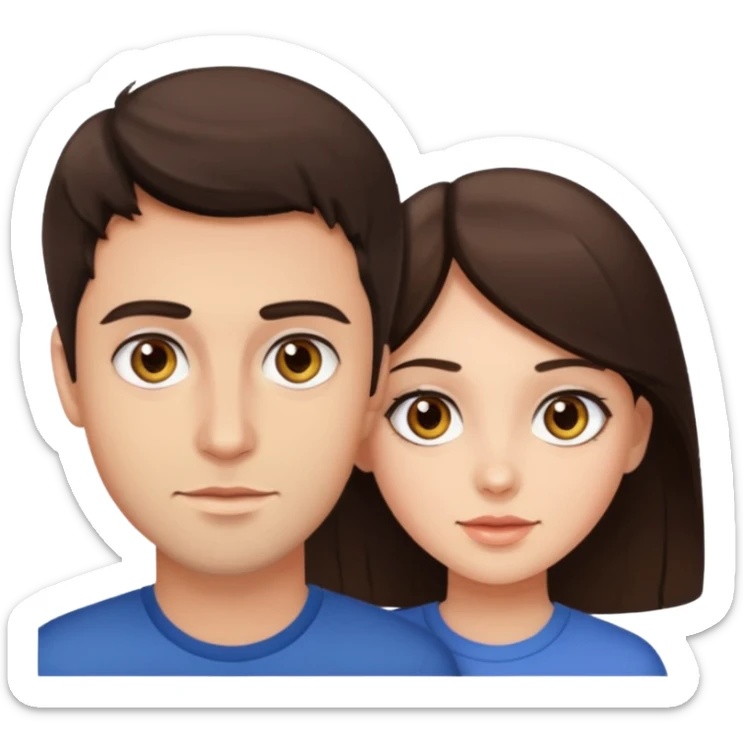 Brunette guy with hazel eyes and brunette girl with hazel eyes together  sticker
