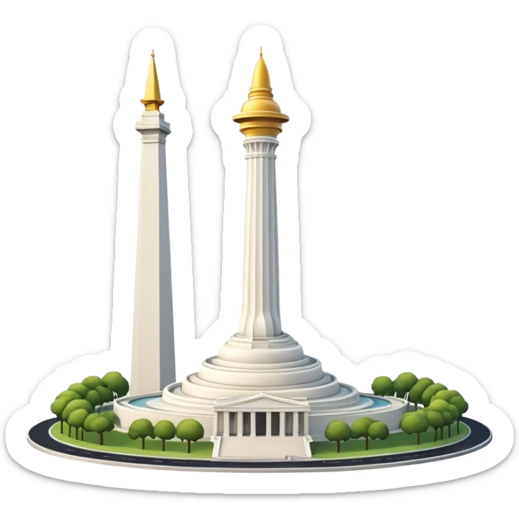 Cinematic Realistic Monas Landmark Emoji, depicted as the iconic National Monument rendered with crisp architectural detail and dynamic, urban lighting. sticker
