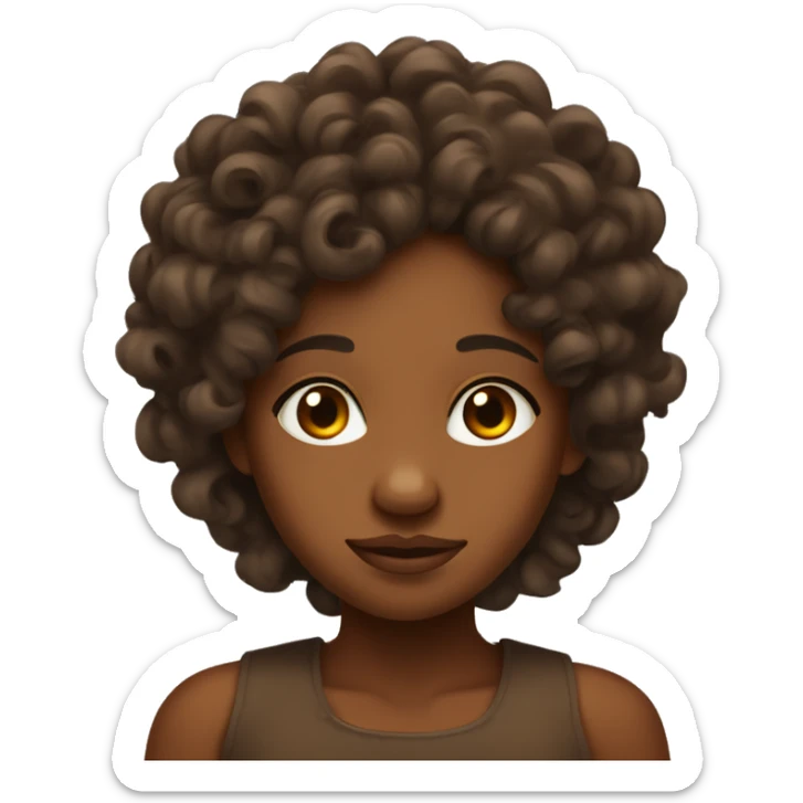 A brown buffalo with a face of a black girl with curly hair  sticker