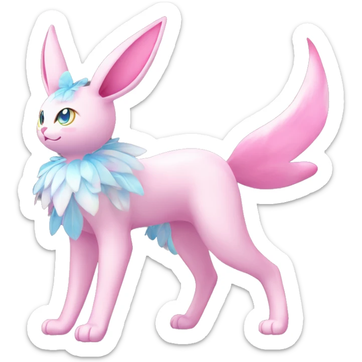 Shiny Pink Sylveon-Fairy-type-Fakémon-Cat full body sticker