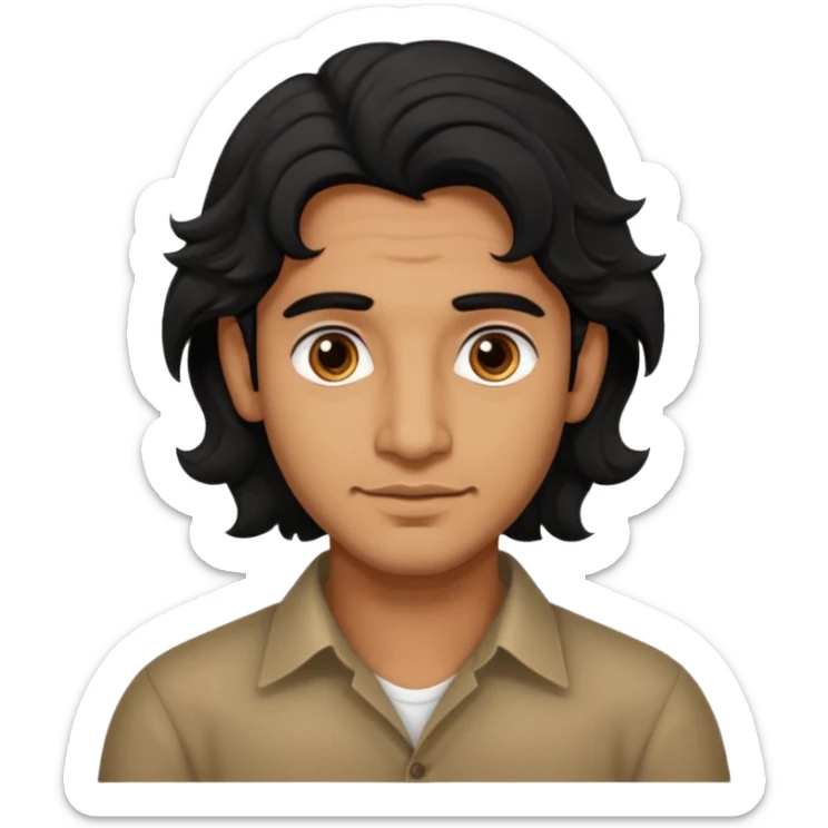 Indian fat guy south Indian wavy medium black hair ,tan darker skin sticker