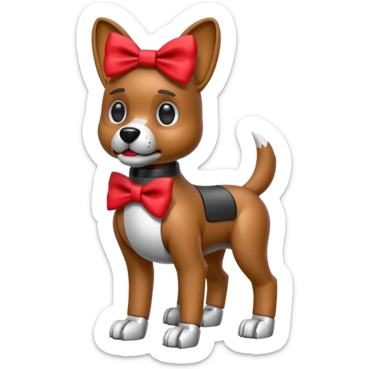 animatronic dog with red bow time like fnaf but dog emoji ios sticker