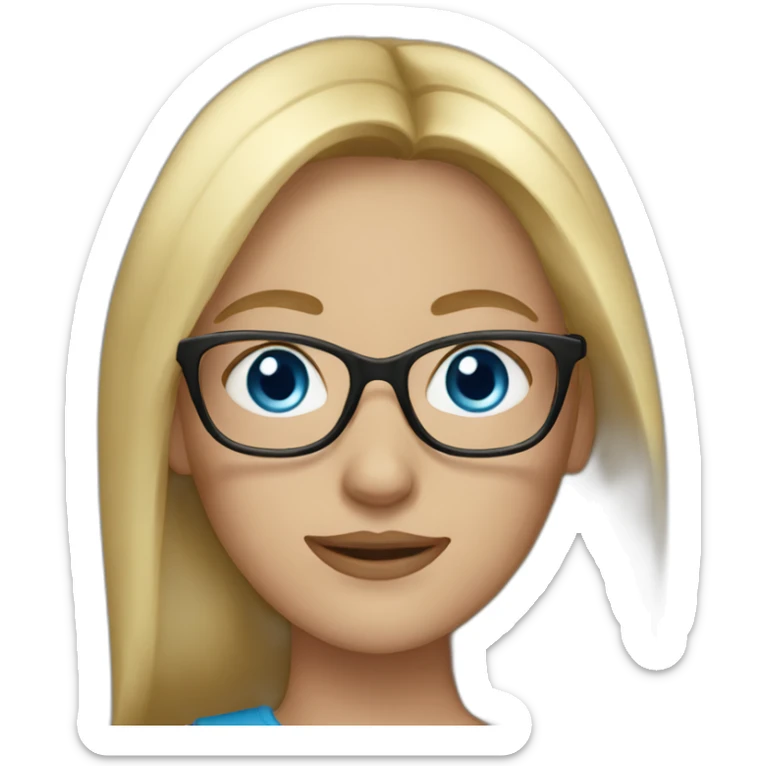 woman with blonde long hair blue eyes and glasses sticker