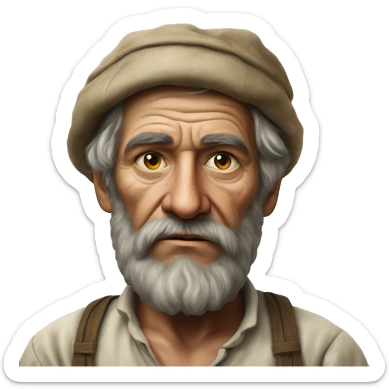 peasant in an old shirt during the 1917 revolution in russia photorealistic serious sticker