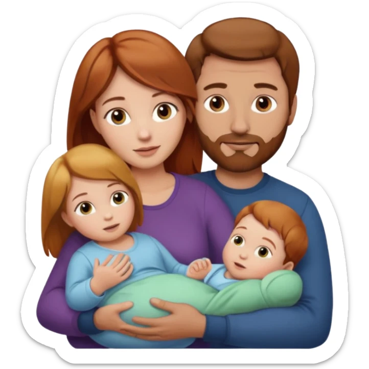 A mother and father with a baby - the mother has reddish-brown hair, father has brown hair and baby has blonde hair sticker