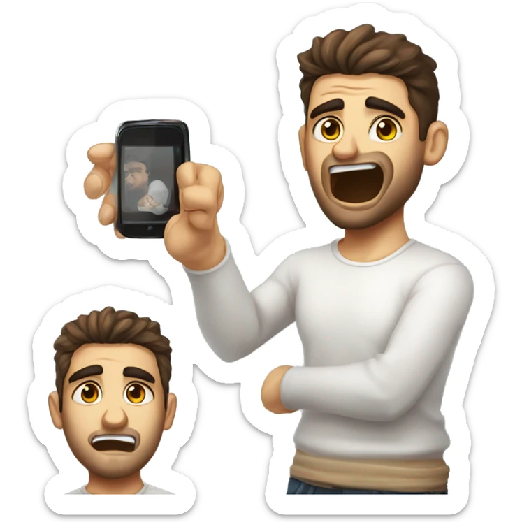 half greek and half english 30 year old man with  a few fair and glass playning online games and cry with his teamates beacuse never win sticker