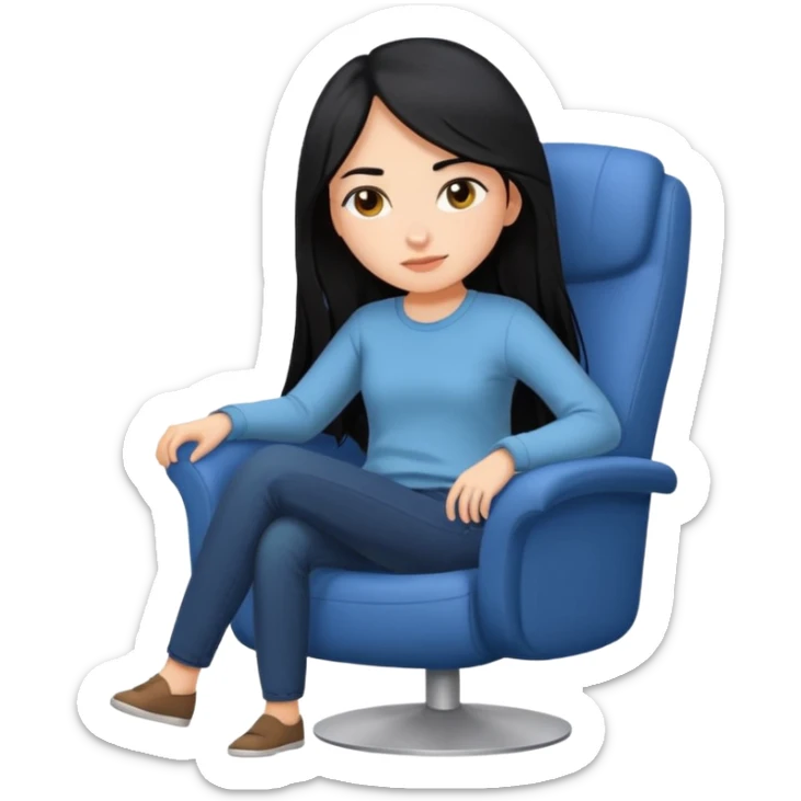 girl that is moving in their chair of work but its not disable just lazy with black long hair and skin a bit latin  lazy sticker