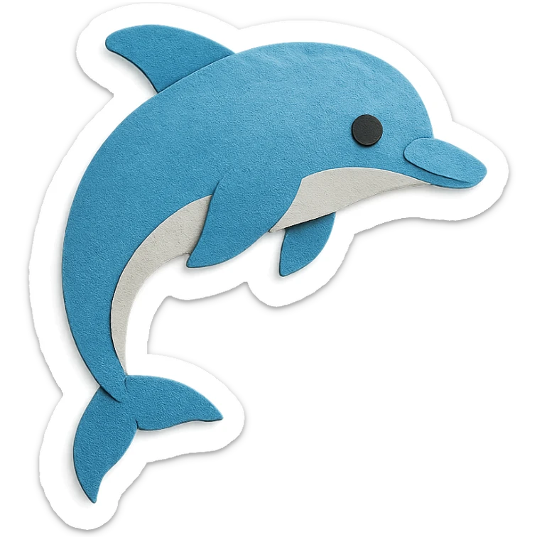 paper craft style dolphin sticker